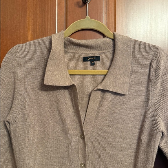 Quince Taupe/Tan Button Up Sweater Dress - Picture 2 of 4